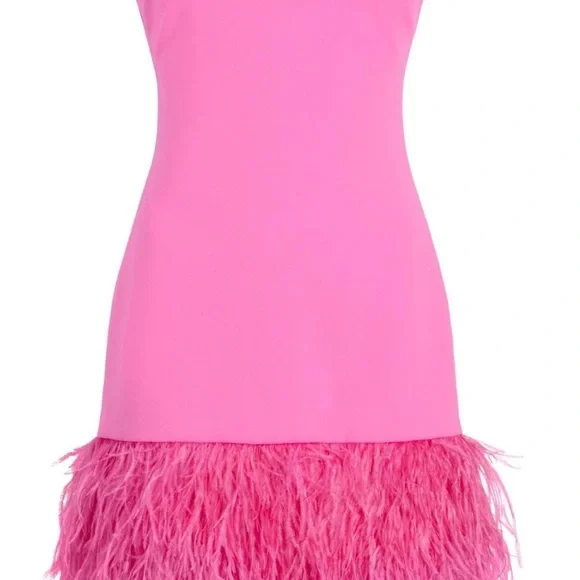 Revolve LIKELY $328 dyed ostrich feathers mini dress small GORGEOUS - Picture 2 of 10